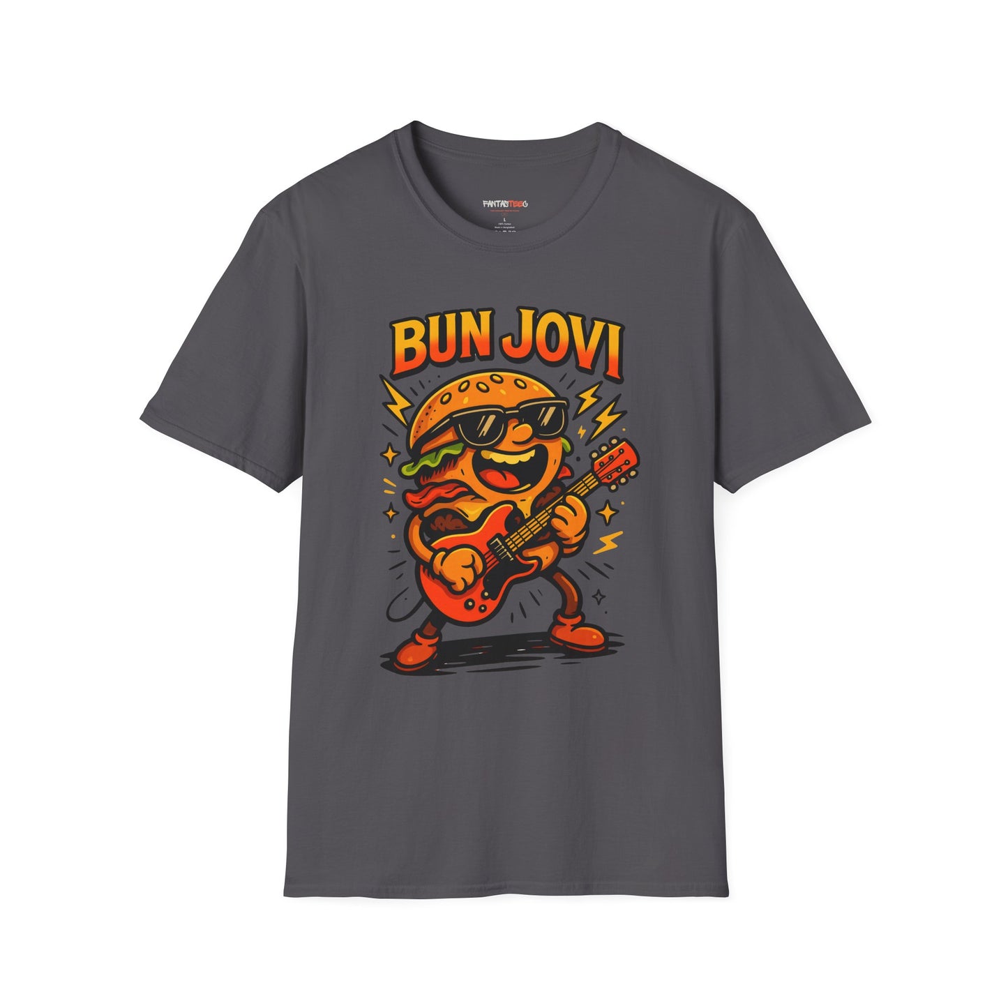 Bun Jovi Graphic Tee | Fun Unisex Softstyle T-Shirt | Music Lover Gift, Foodie Apparel, Festival Wear, Quirky Style, Concert Outfit