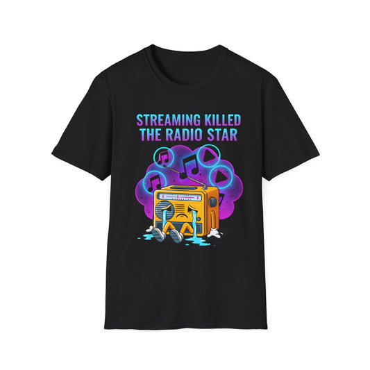 Streaming Killed the Radio Star, Retro Music Themed T-Shirt, Music Lover Gift, Stylish Tee,Unique Music T-Shirt, Gift for Musicians.