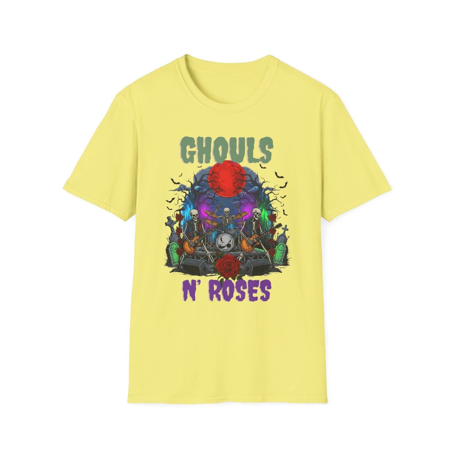 Halloween Skeleton Ghouls and Roses Band UnisexT-Shirt