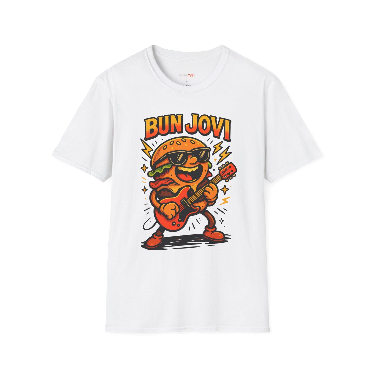 Bun Jovi Graphic Tee | Fun Unisex Softstyle T-Shirt | Music Lover Gift, Foodie Apparel, Festival Wear, Quirky Style, Concert Outfit