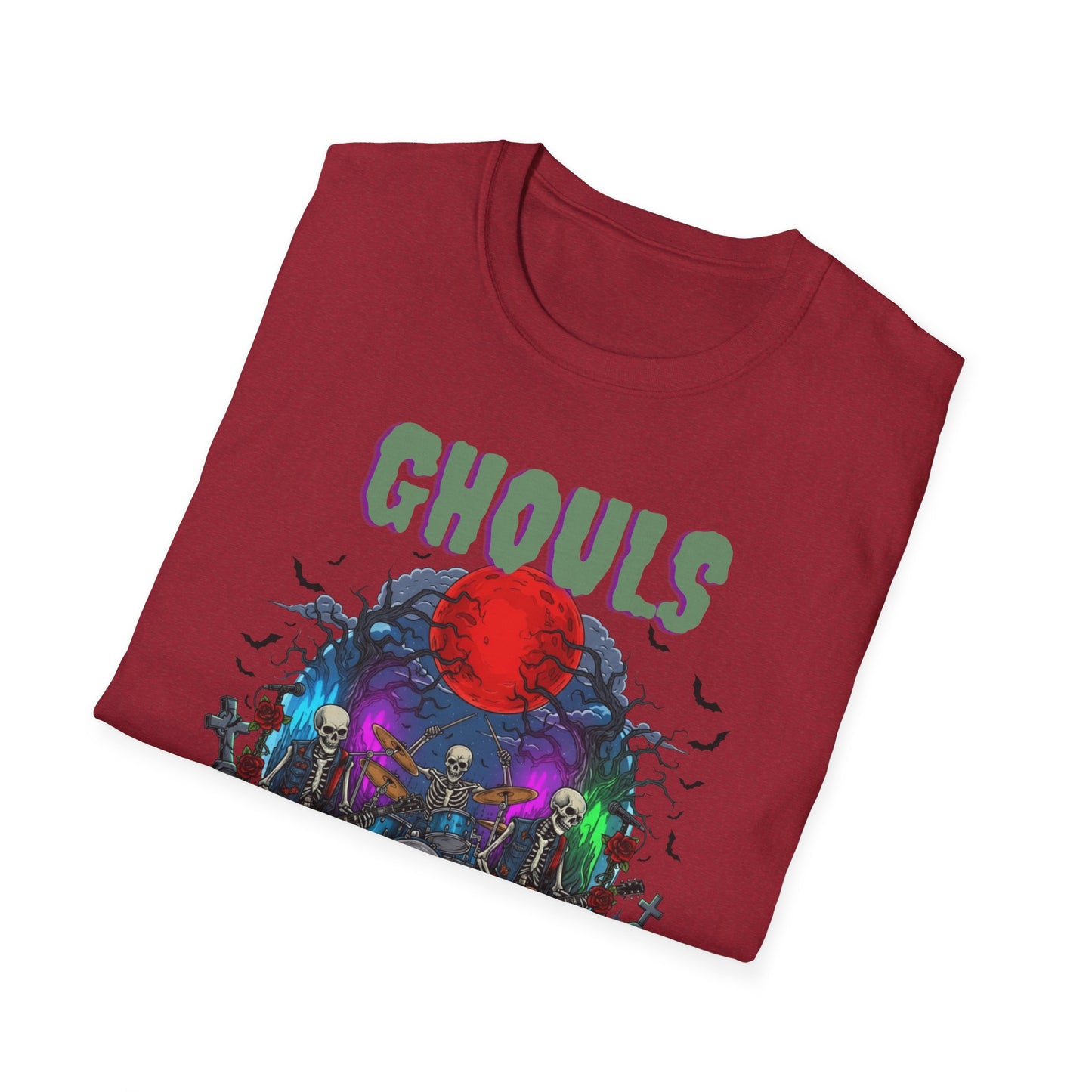 Halloween Skeleton Ghouls and Roses Band UnisexT-Shirt