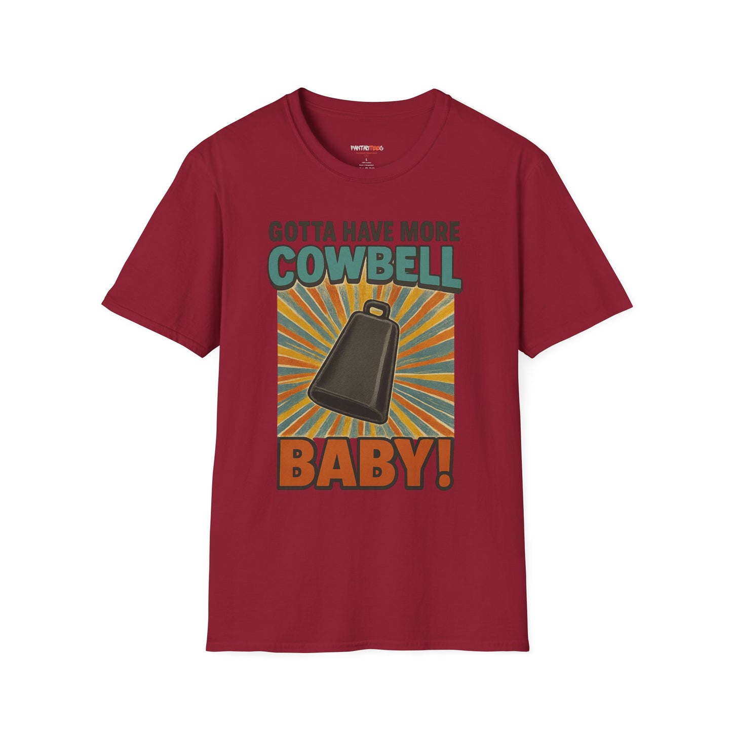 Gotta Have More Cowbell Rainbow T-Shirt, Funny T-Shirt, Unisex Graphic Tee, Music Lover Gift, Whimsical Apparel, Fun Humor Shirt