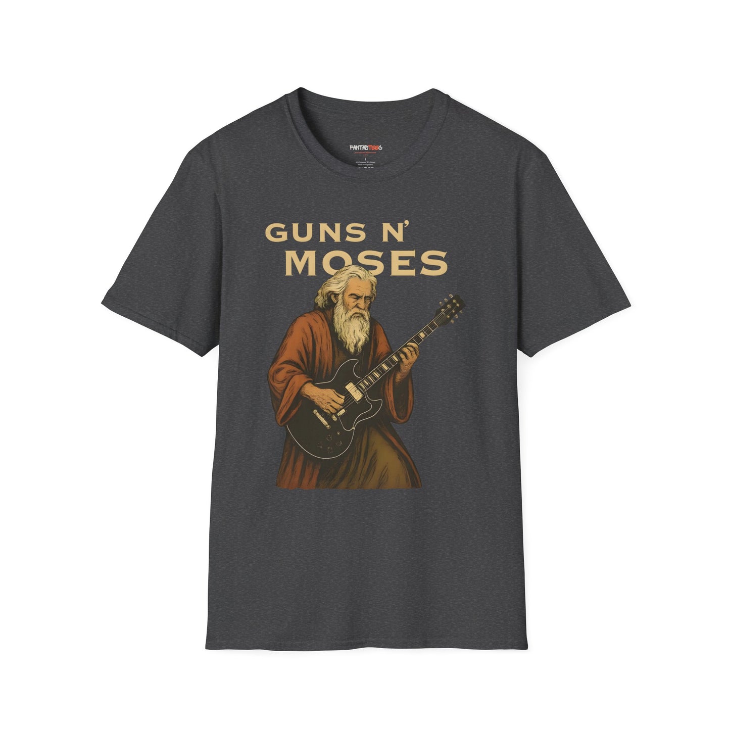 Guns N' Moses Graphic Tee - Unique Music Inspired Unisex Softstyle T-Shirt for Concerts, Gifting, Casual Wear, Music Lovers, Festivals