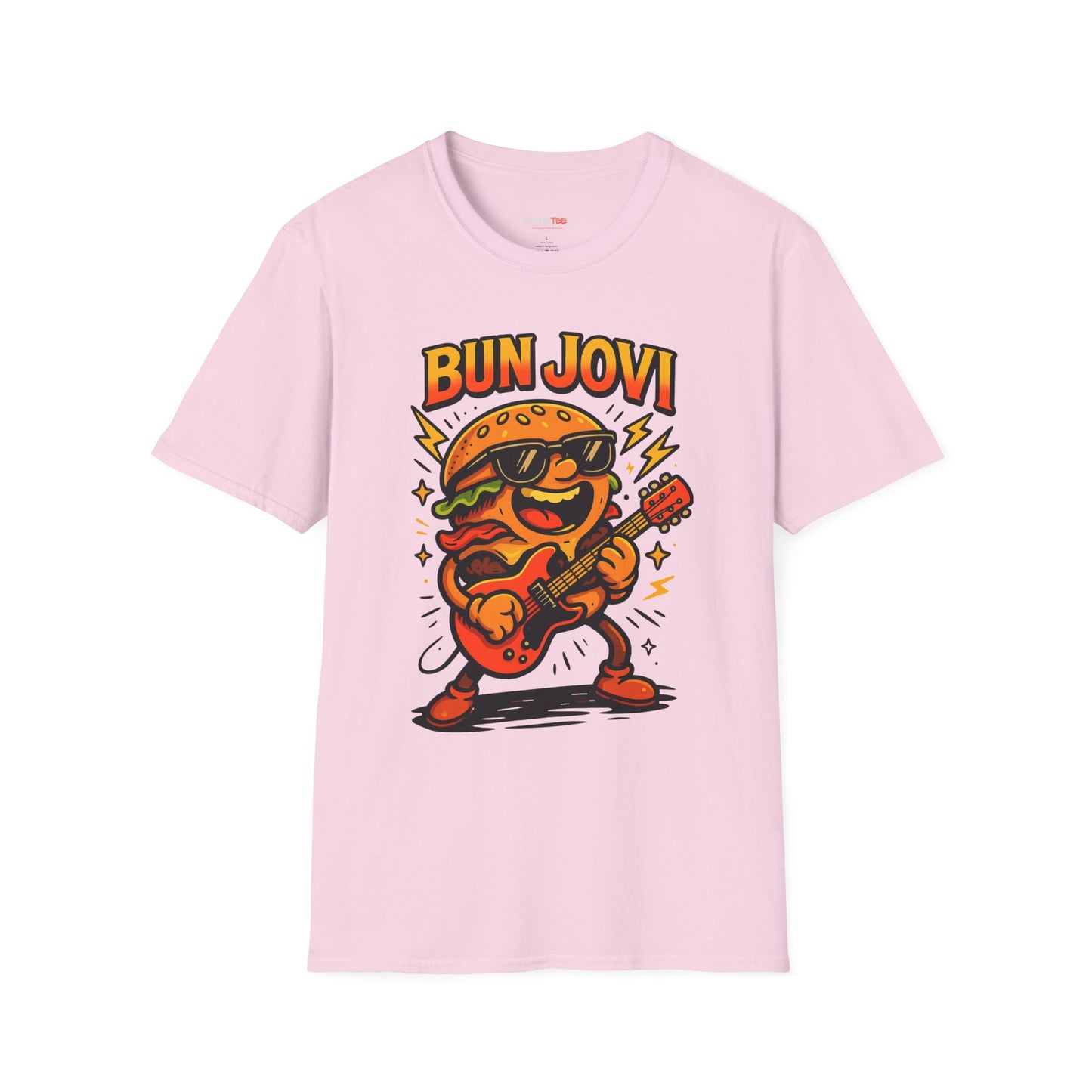 Bun Jovi Graphic Tee | Fun Unisex Softstyle T-Shirt | Music Lover Gift, Foodie Apparel, Festival Wear, Quirky Style, Concert Outfit
