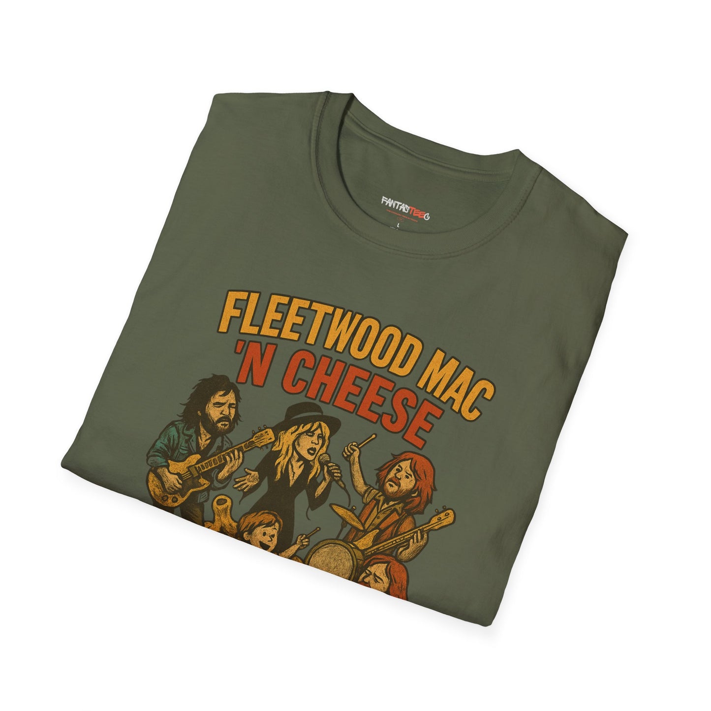 Funny Music-Themed T-Shirt, Fleetwood Mac 'n Cheese Graphic Tee, Unisex Tee for Foodies, Gift for Music Lovers, Casual Wear, Festival Shirt