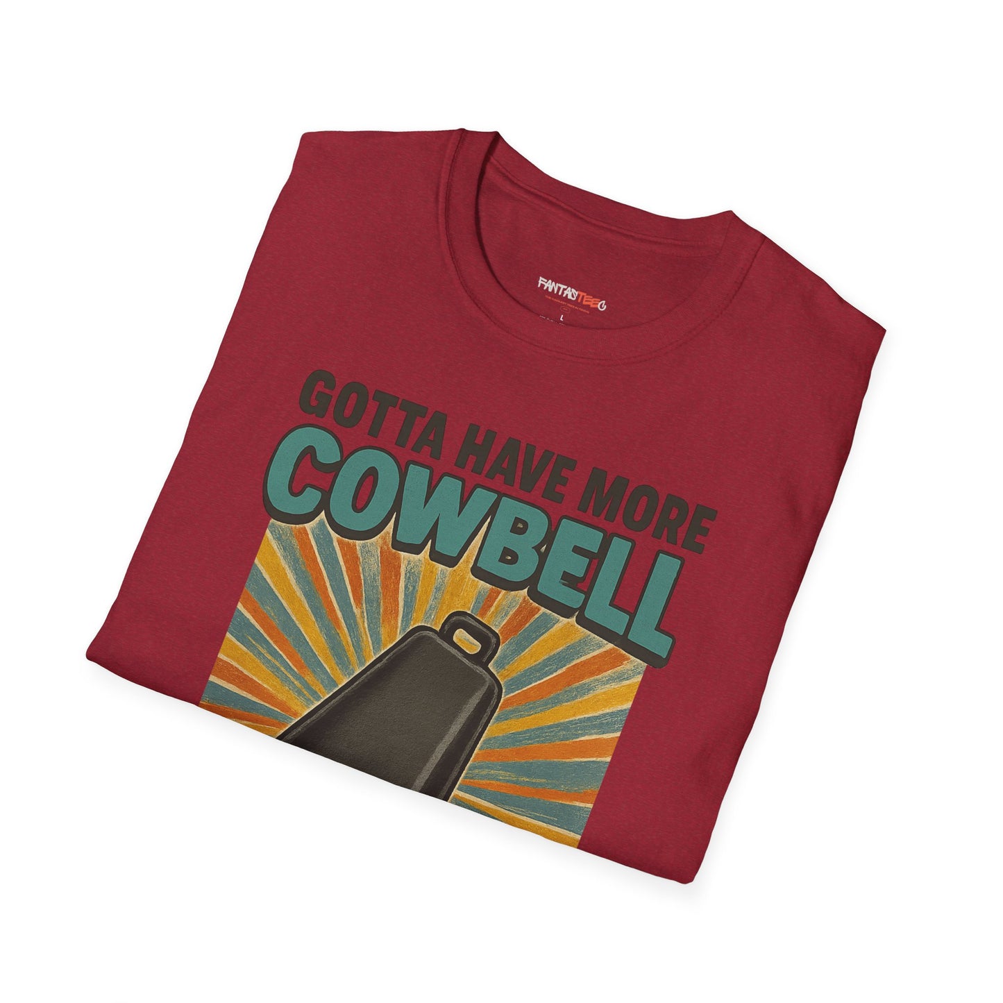 Gotta Have More Cowbell Rainbow T-Shirt, Funny T-Shirt, Unisex Graphic Tee, Music Lover Gift, Whimsical Apparel, Fun Humor Shirt