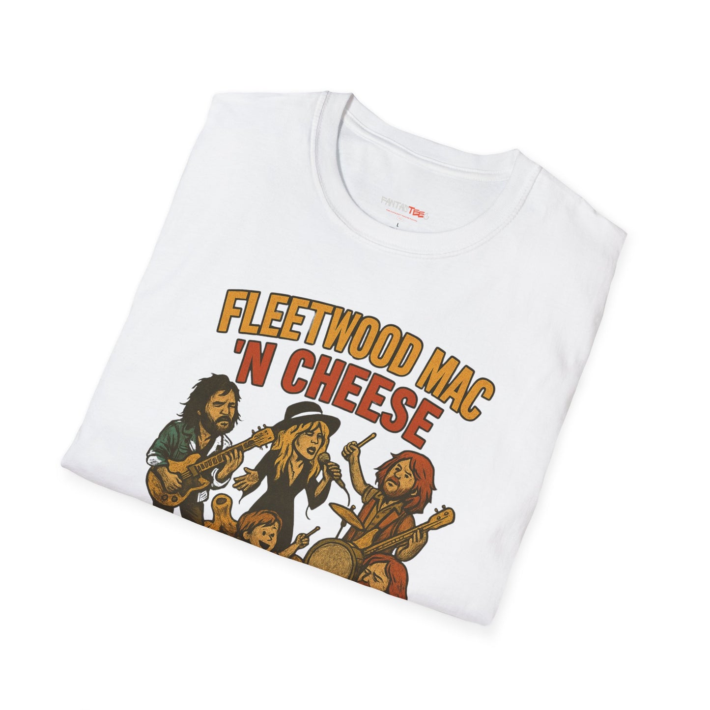 Funny Music-Themed T-Shirt, Fleetwood Mac 'n Cheese Graphic Tee, Unisex Tee for Foodies, Gift for Music Lovers, Casual Wear, Festival Shirt