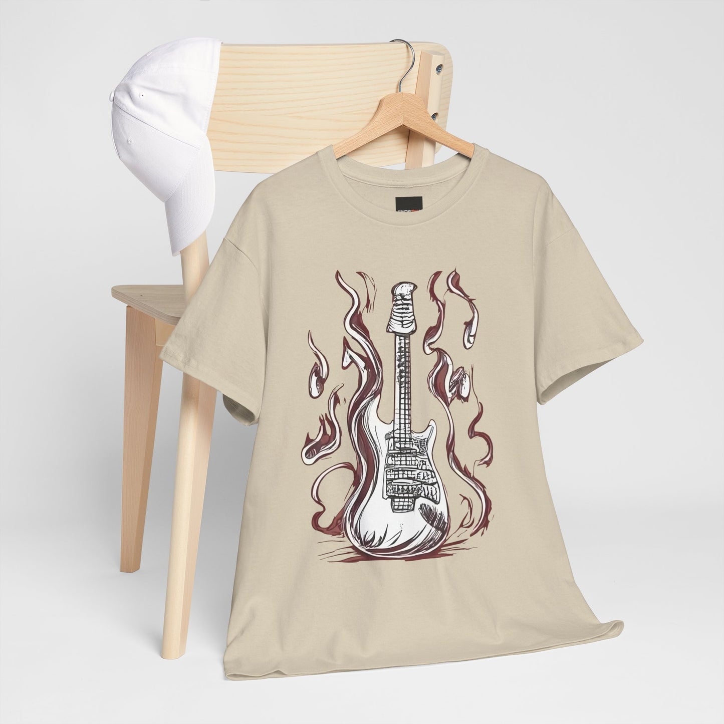 Guitar Flames Unisex Tee, Awesome Guitar sketch design, cool gift, Music tshirt