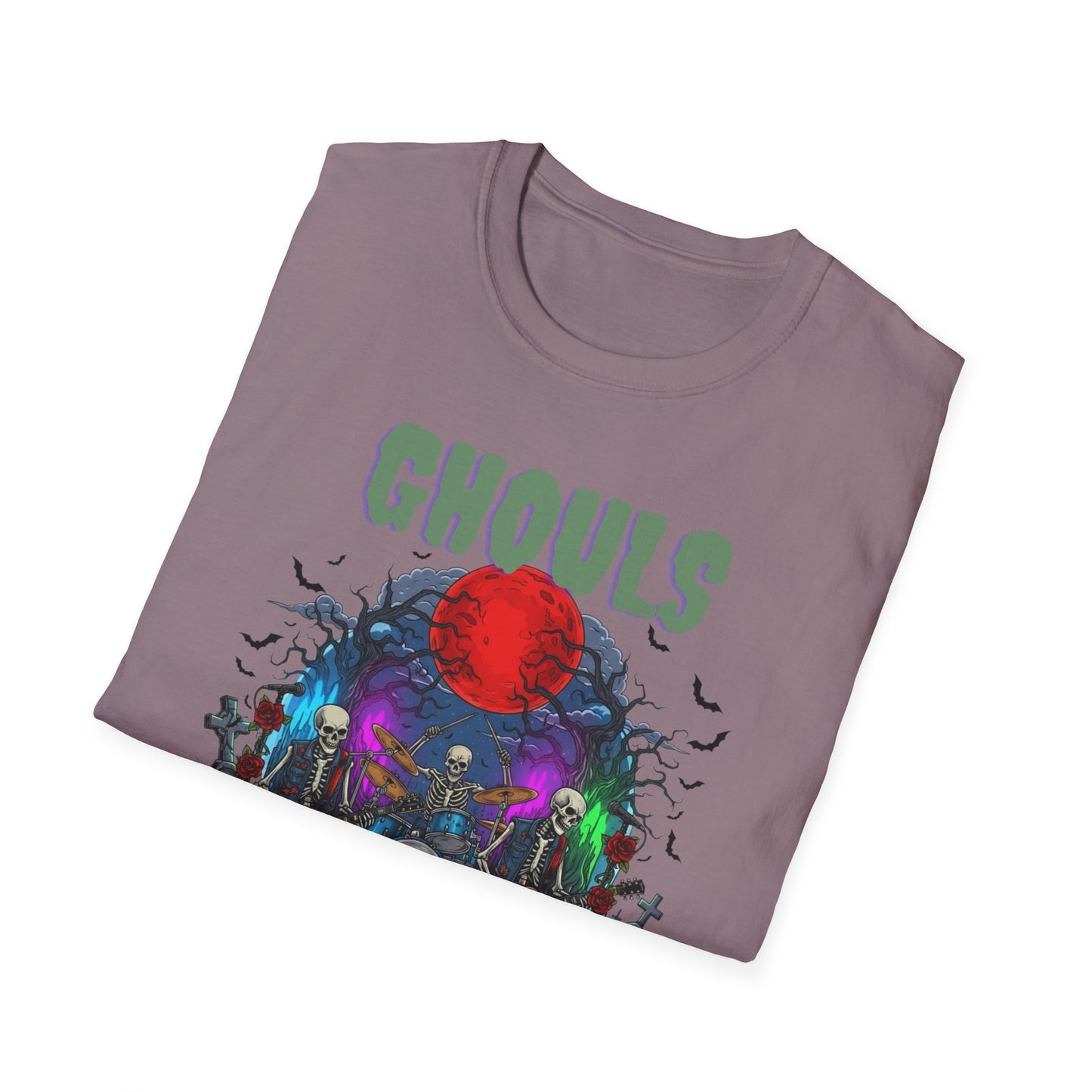 Halloween Skeleton Ghouls and Roses Band UnisexT-Shirt