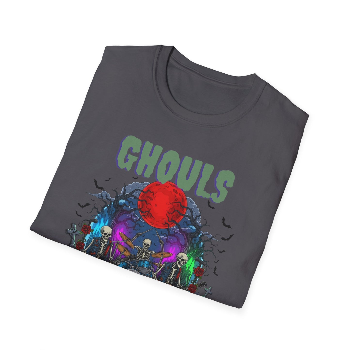 Halloween Skeleton Ghouls and Roses Band UnisexT-Shirt