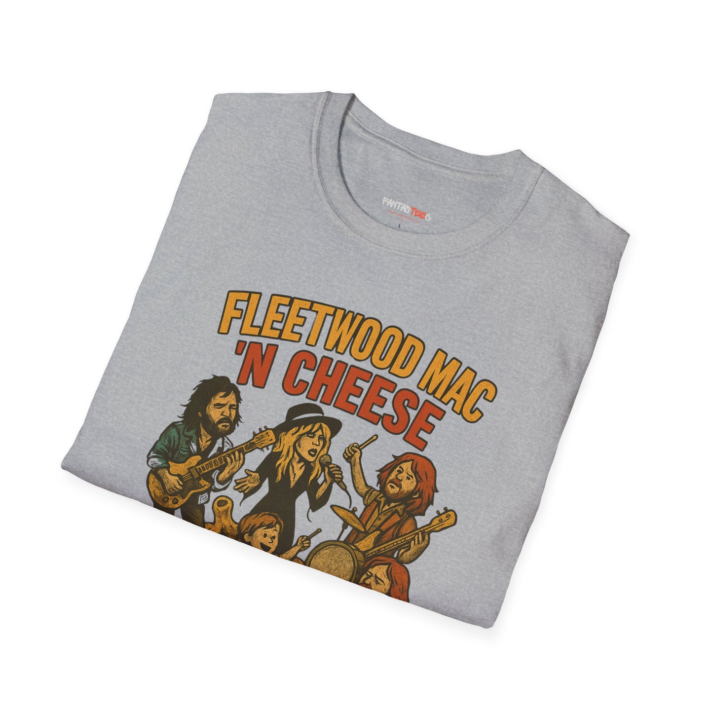 Funny Music-Themed T-Shirt, Fleetwood Mac 'n Cheese Graphic Tee, Unisex Tee for Foodies, Gift for Music Lovers, Casual Wear, Festival Shirt