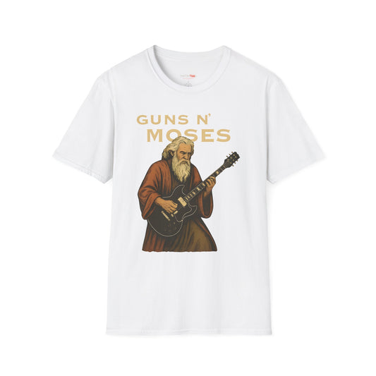 Guns N' Moses Graphic Tee - Unique Music Inspired Unisex Softstyle T-Shirt for Concerts, Gifting, Casual Wear, Music Lovers, Festivals