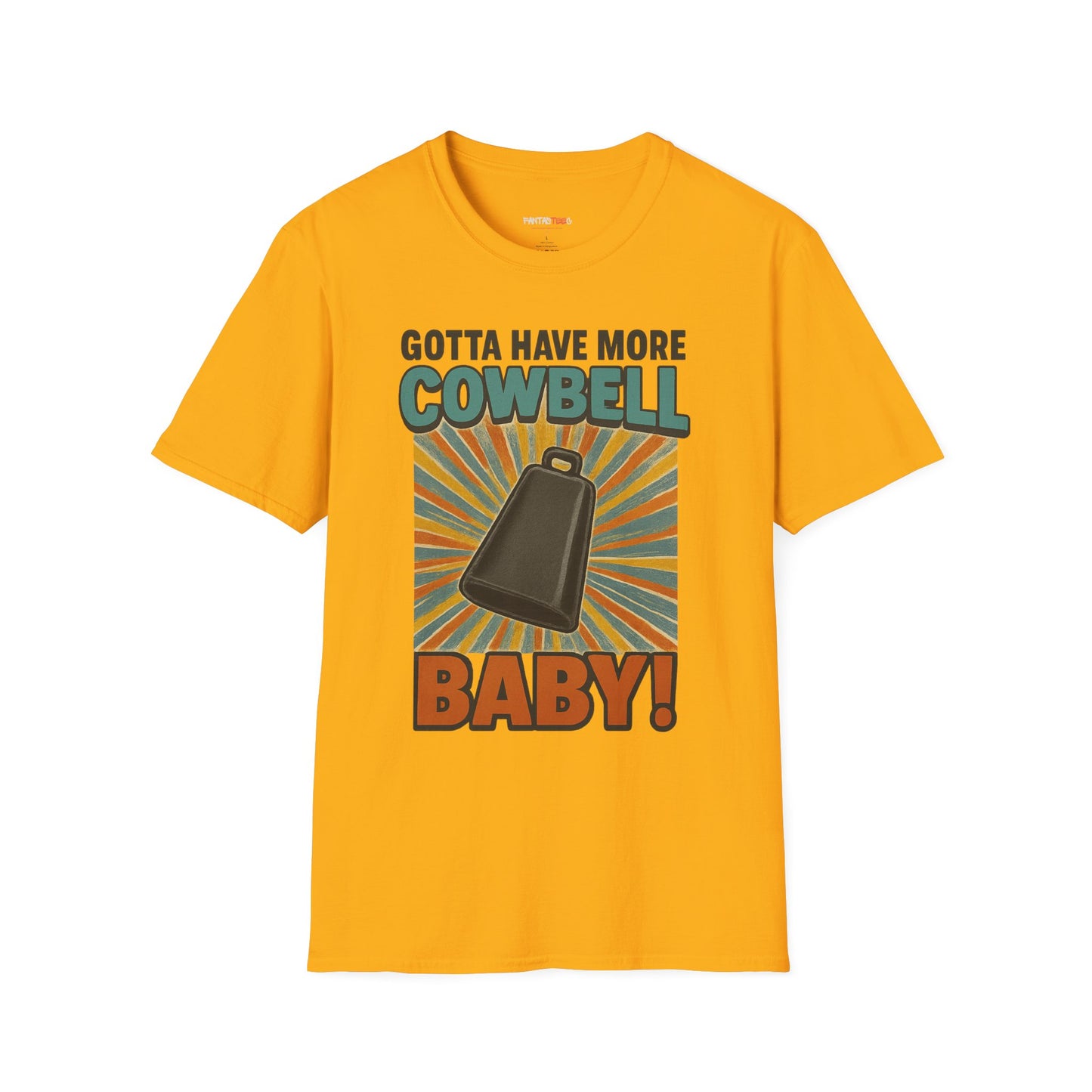 Gotta Have More Cowbell Rainbow T-Shirt, Funny T-Shirt, Unisex Graphic Tee, Music Lover Gift, Whimsical Apparel, Fun Humor Shirt