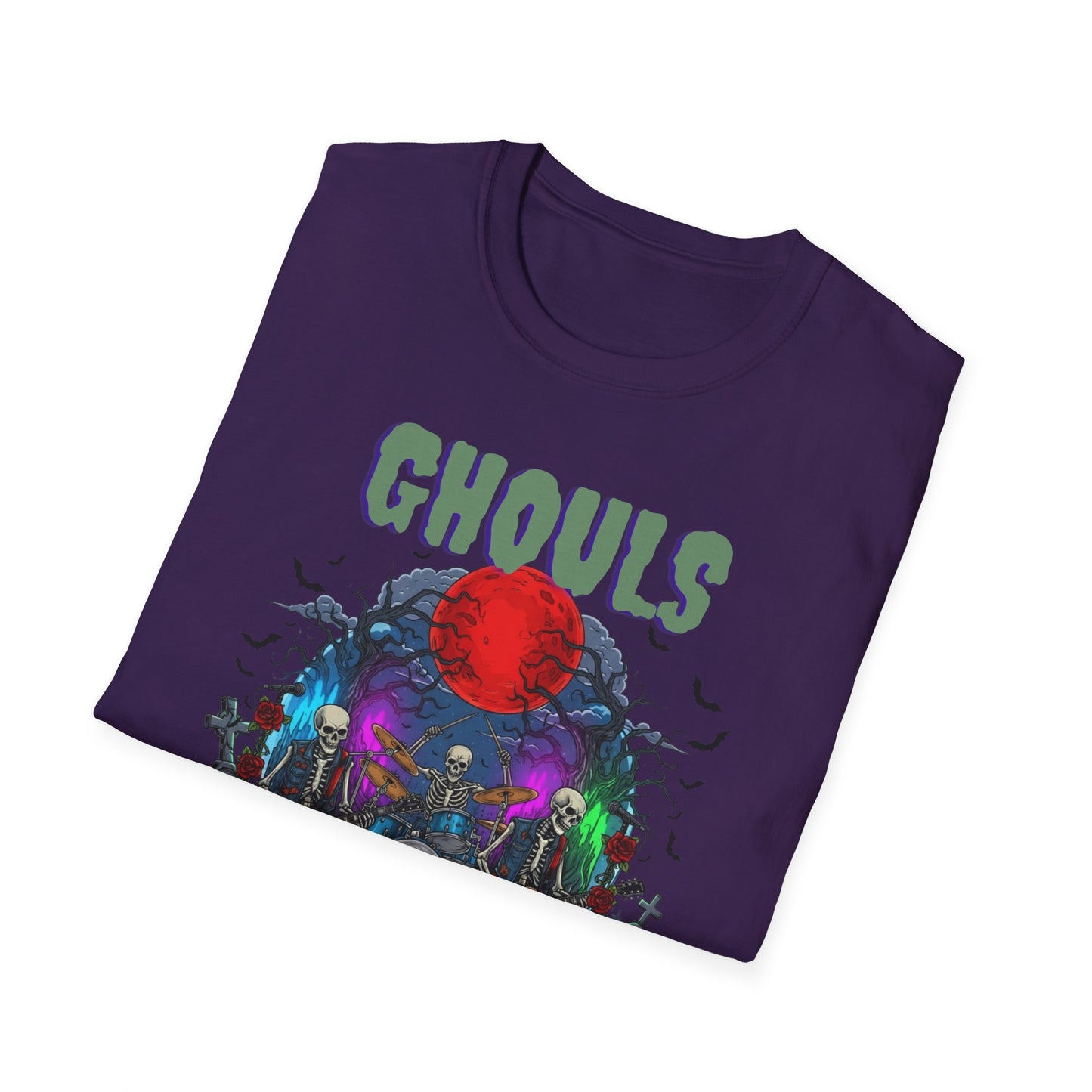 Halloween Skeleton Ghouls and Roses Band UnisexT-Shirt