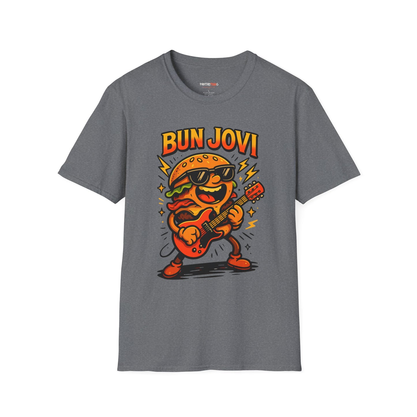 Bun Jovi Graphic Tee | Fun Unisex Softstyle T-Shirt | Music Lover Gift, Foodie Apparel, Festival Wear, Quirky Style, Concert Outfit