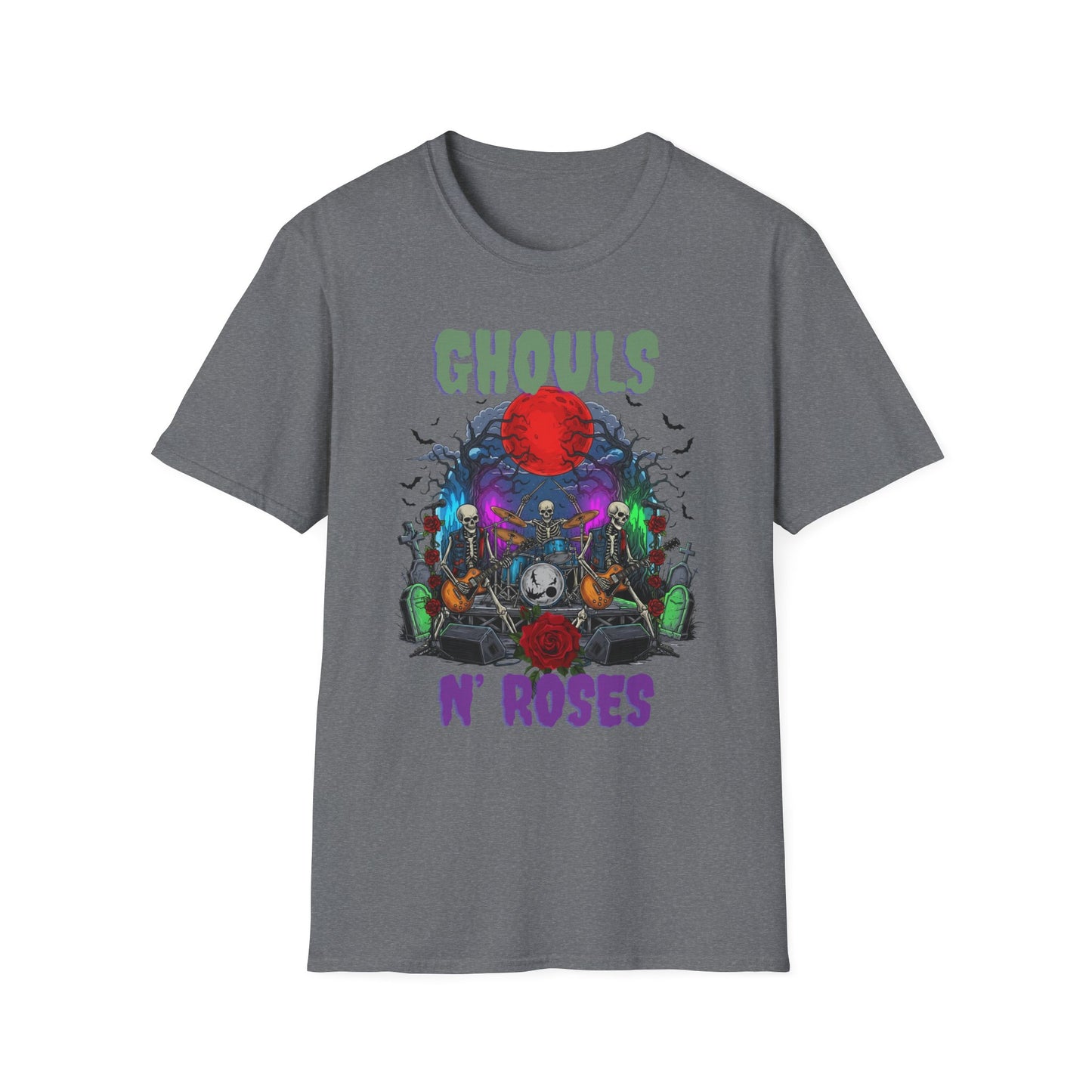 Halloween Skeleton Ghouls and Roses Band UnisexT-Shirt