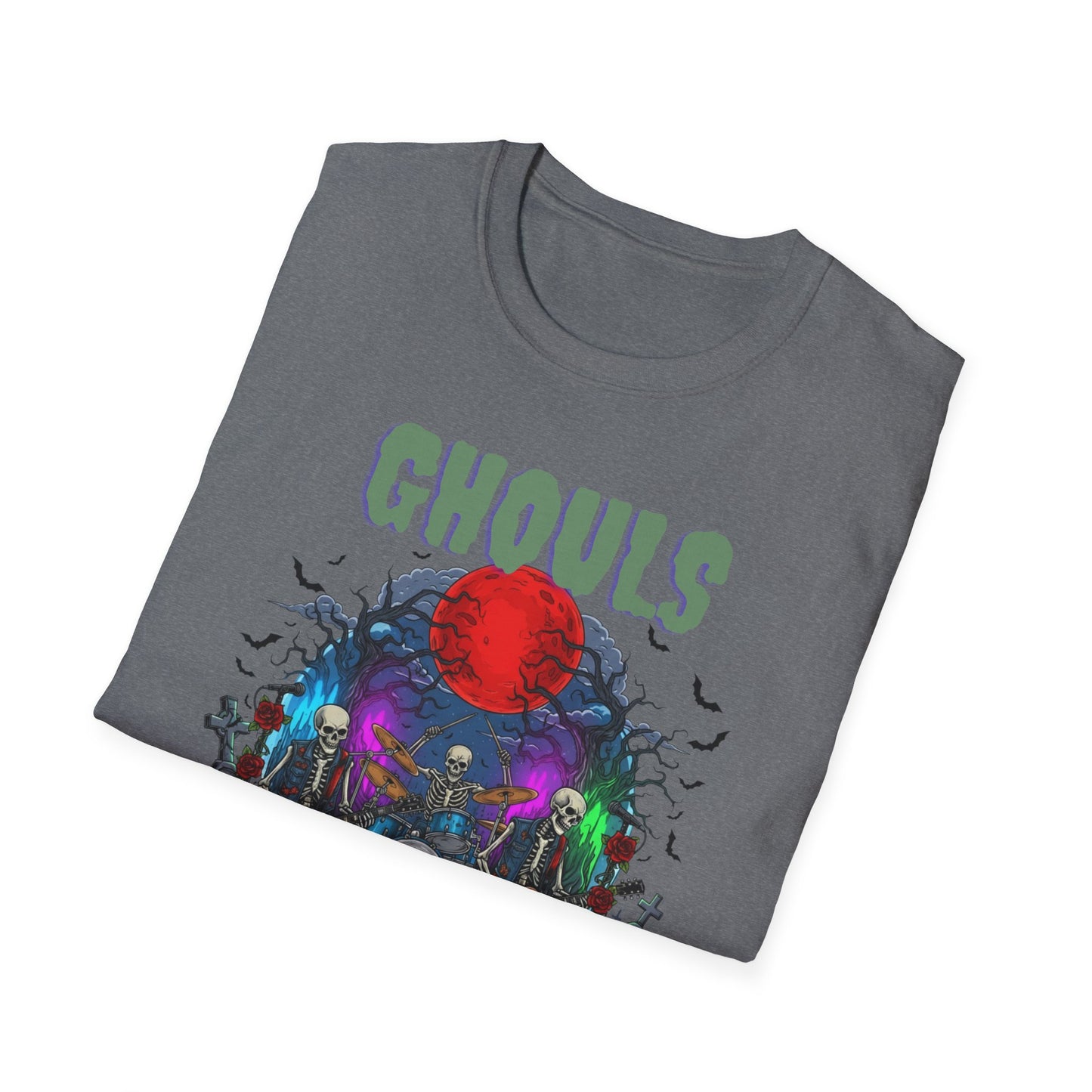 Halloween Skeleton Ghouls and Roses Band UnisexT-Shirt