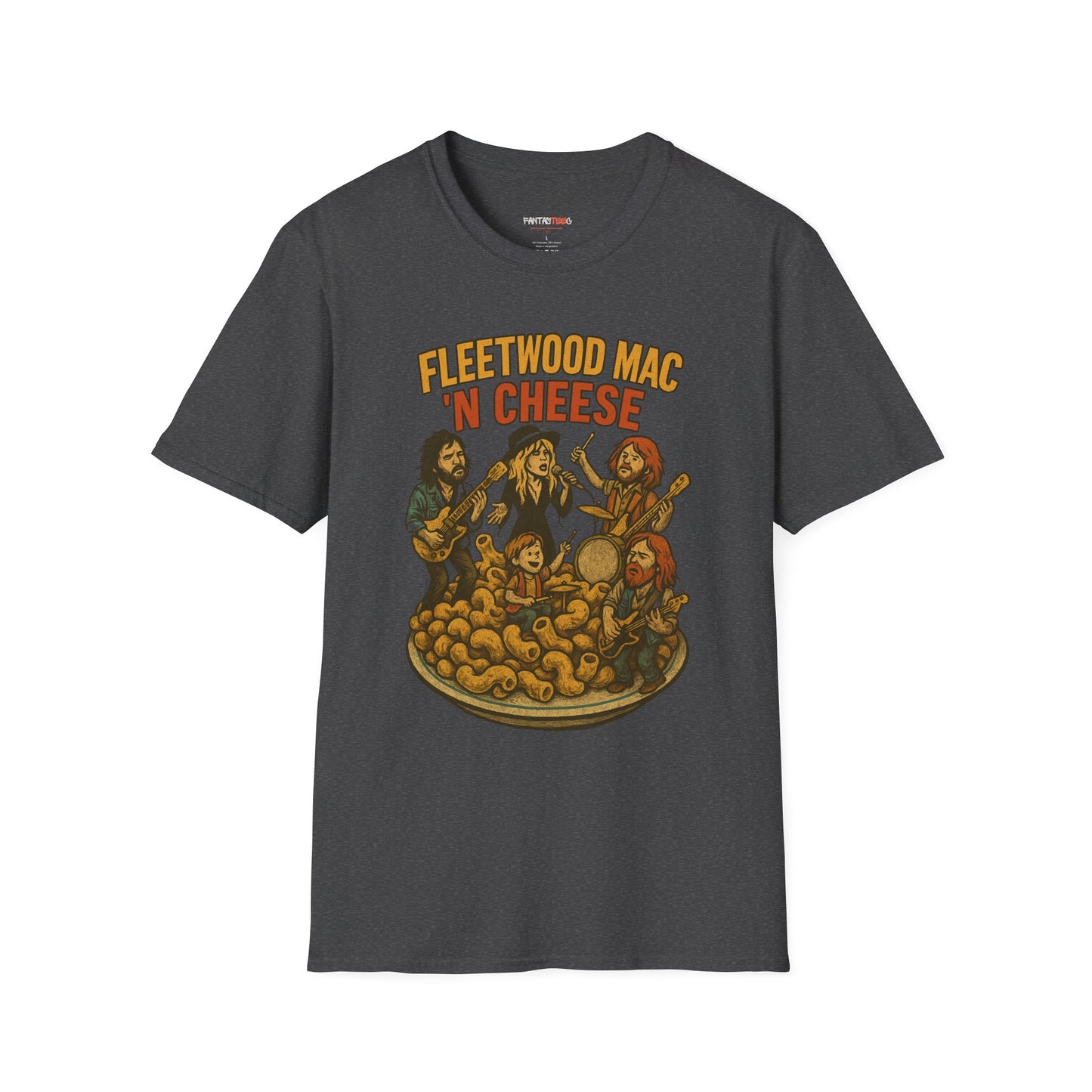 Funny Music-Themed T-Shirt, Fleetwood Mac 'n Cheese Graphic Tee, Unisex Tee for Foodies, Gift for Music Lovers, Casual Wear, Festival Shirt
