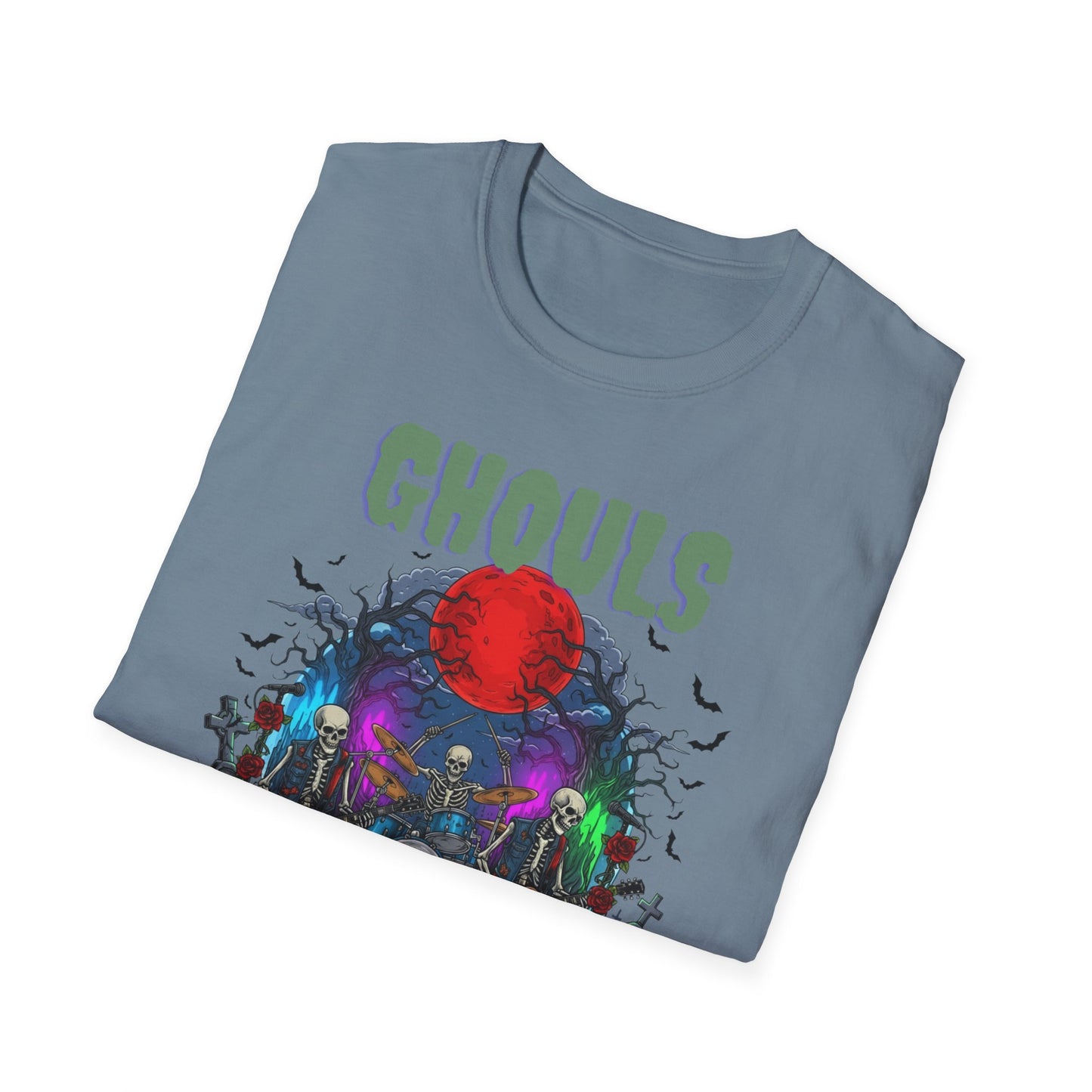 Halloween Skeleton Ghouls and Roses Band UnisexT-Shirt