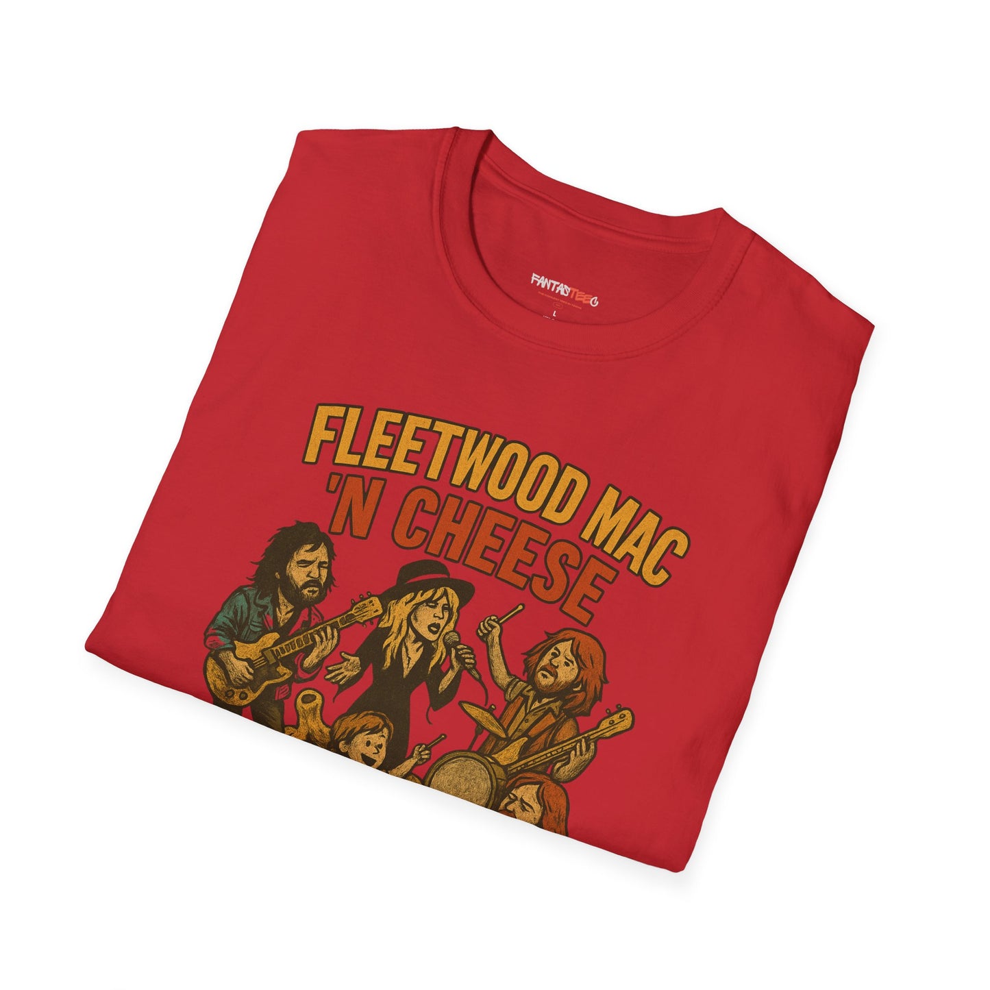 Funny Music-Themed T-Shirt, Fleetwood Mac 'n Cheese Graphic Tee, Unisex Tee for Foodies, Gift for Music Lovers, Casual Wear, Festival Shirt