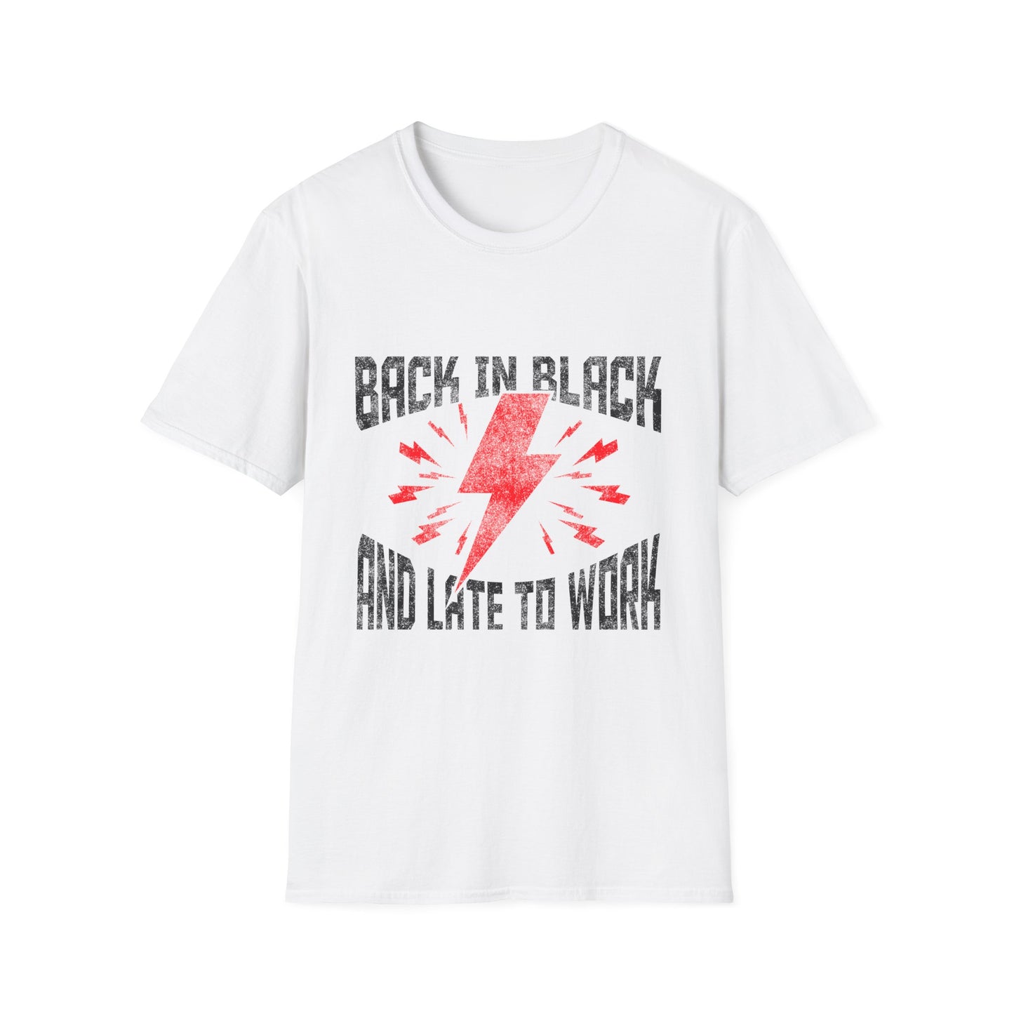 Rock & Roll T-Shirt | Back in Black, Late to Work Tee, Music Lover Gift, Casual Wear, Concert Outfit, Gift for Him/Her