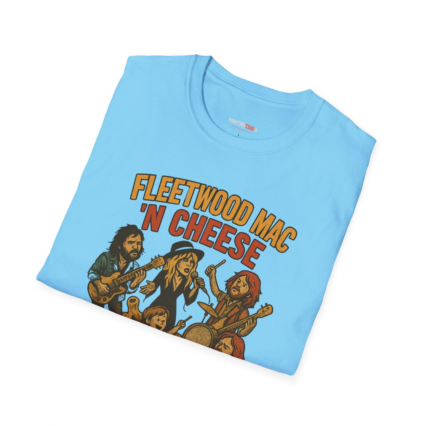 Funny Music-Themed T-Shirt, Fleetwood Mac 'n Cheese Graphic Tee, Unisex Tee for Foodies, Gift for Music Lovers, Casual Wear, Festival Shirt