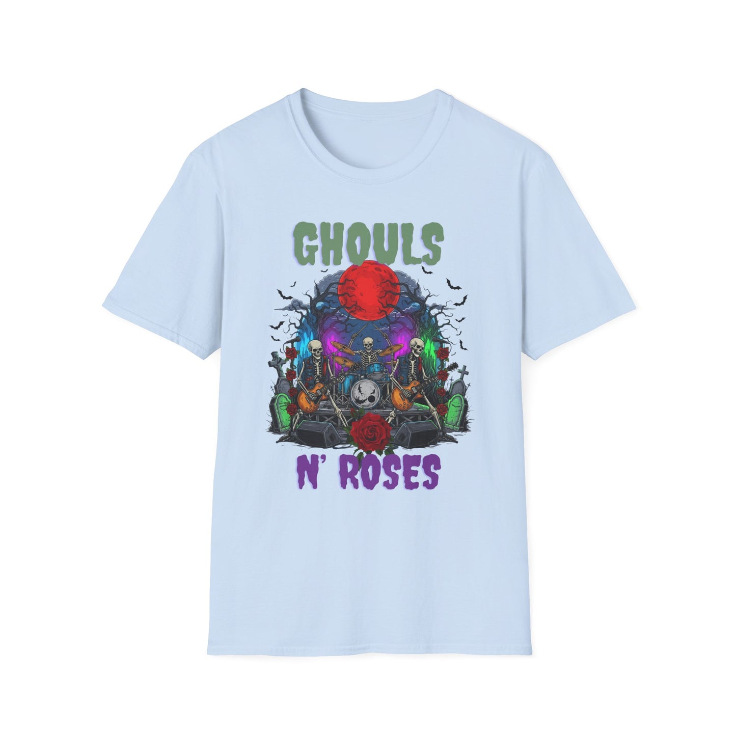 Halloween Skeleton Ghouls and Roses Band UnisexT-Shirt