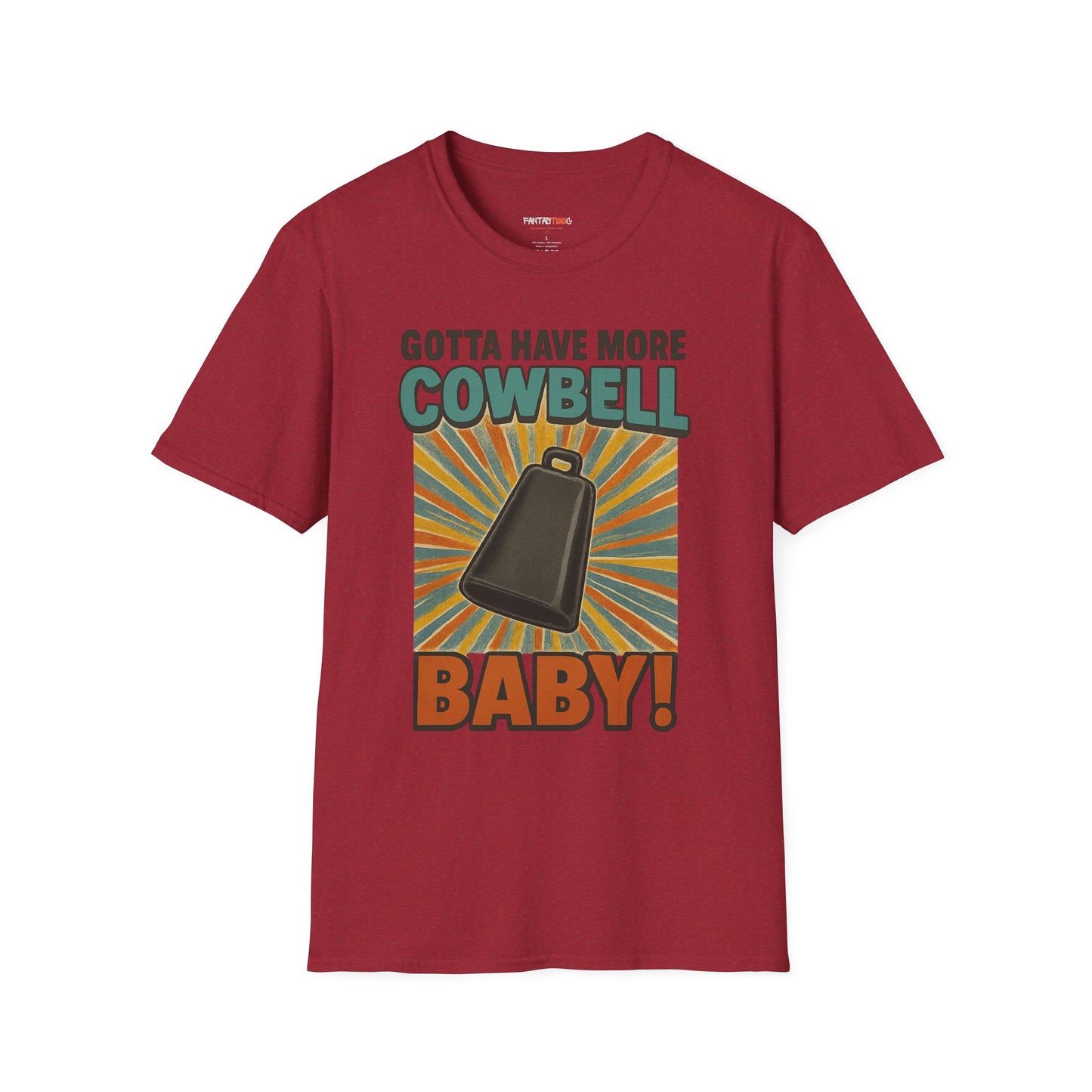 Gotta Have More Cowbell Rainbow T-Shirt, Funny T-Shirt, Unisex Graphic Tee, Music Lover Gift, Whimsical Apparel, Fun Humor Shirt