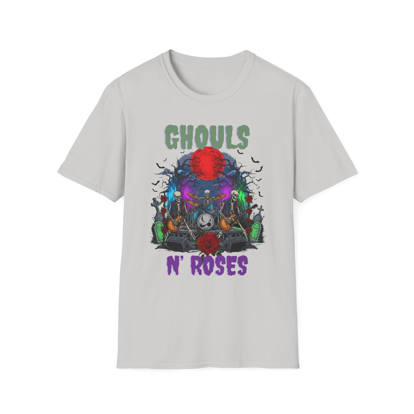 Halloween Skeleton Ghouls and Roses Band UnisexT-Shirt