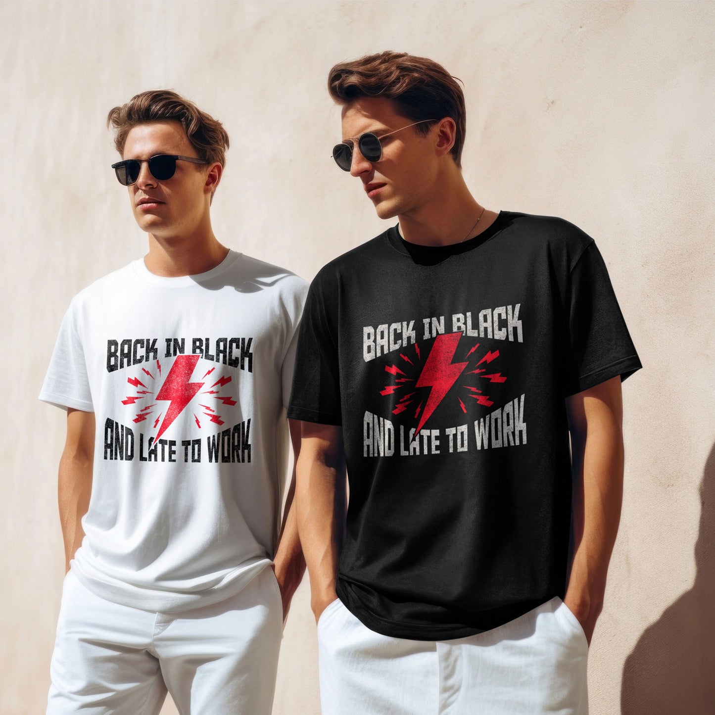 Rock & Roll T-Shirt | Back in Black, Late to Work Tee, Music Lover Gift, Casual Wear, Concert Outfit, Gift for Him/Her