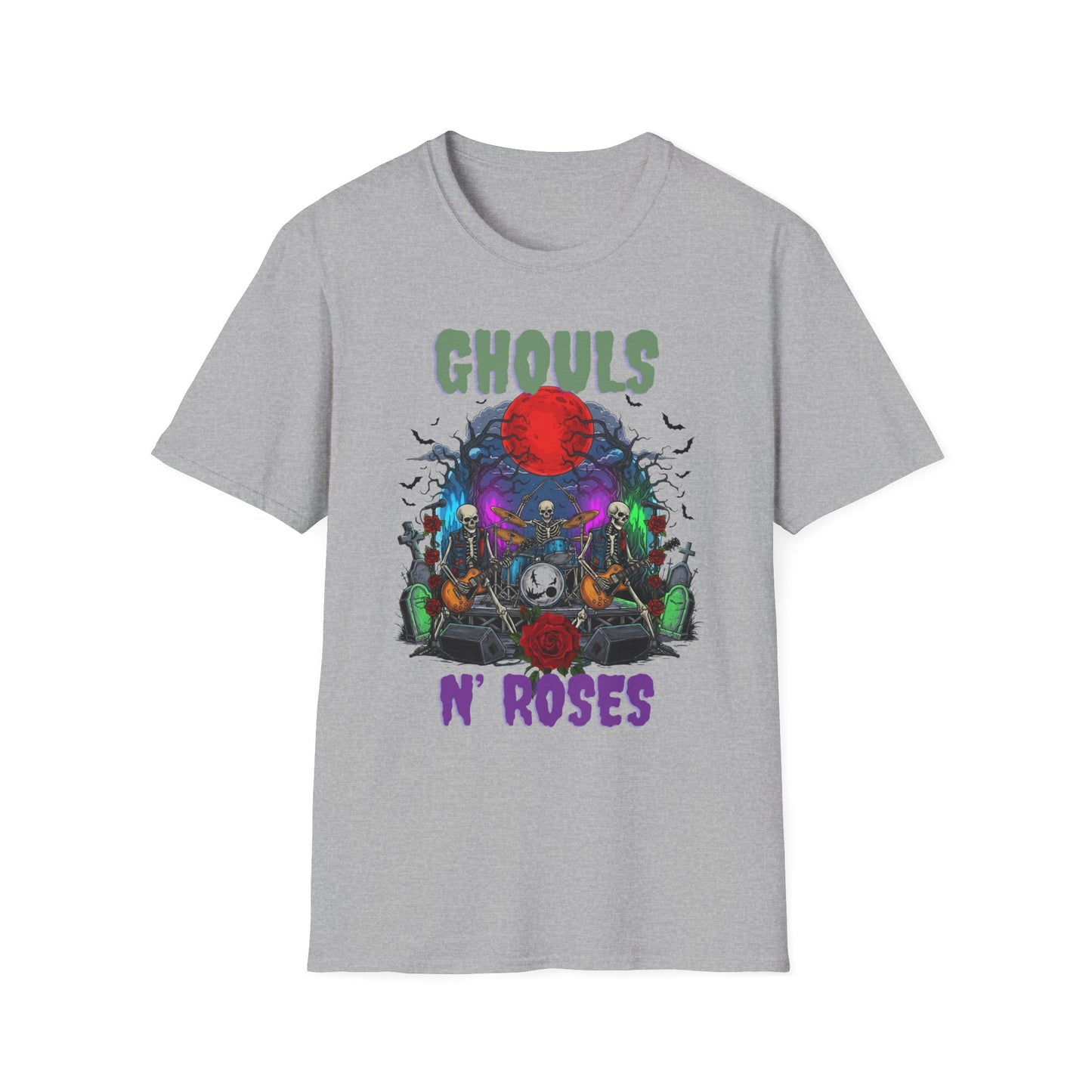 Halloween Skeleton Ghouls and Roses Band UnisexT-Shirt