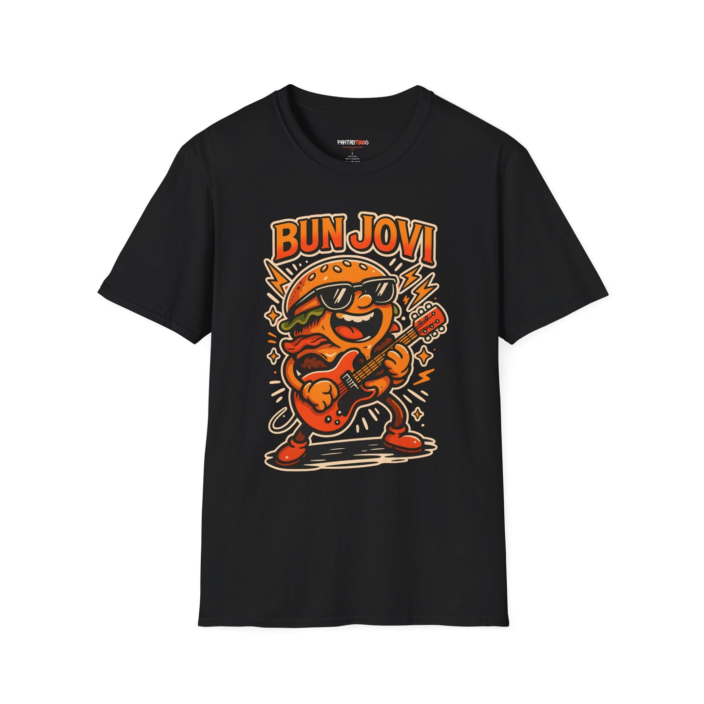 Bun Jovi Graphic Tee | Fun Unisex Softstyle T-Shirt | Music Lover Gift, Foodie Apparel, Festival Wear, Quirky Style, Concert Outfit
