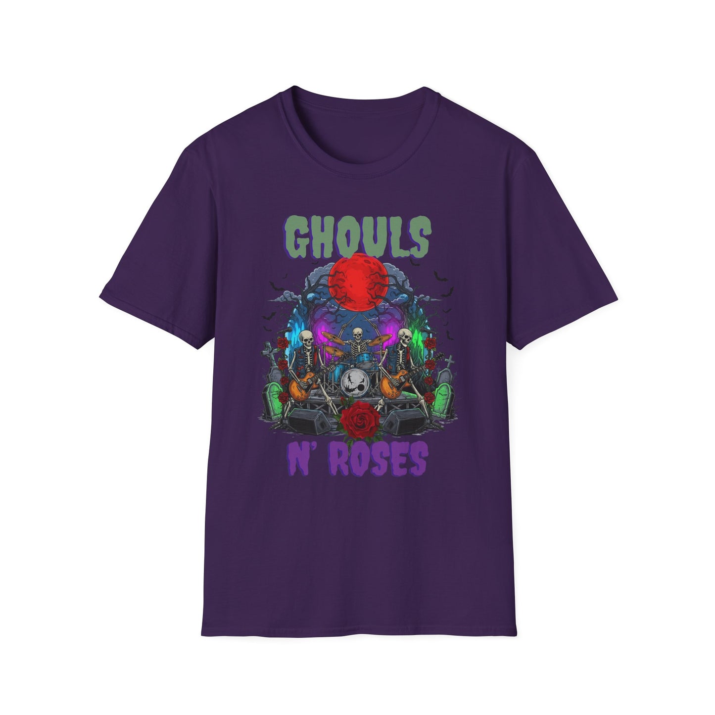 Halloween Skeleton Ghouls and Roses Band UnisexT-Shirt