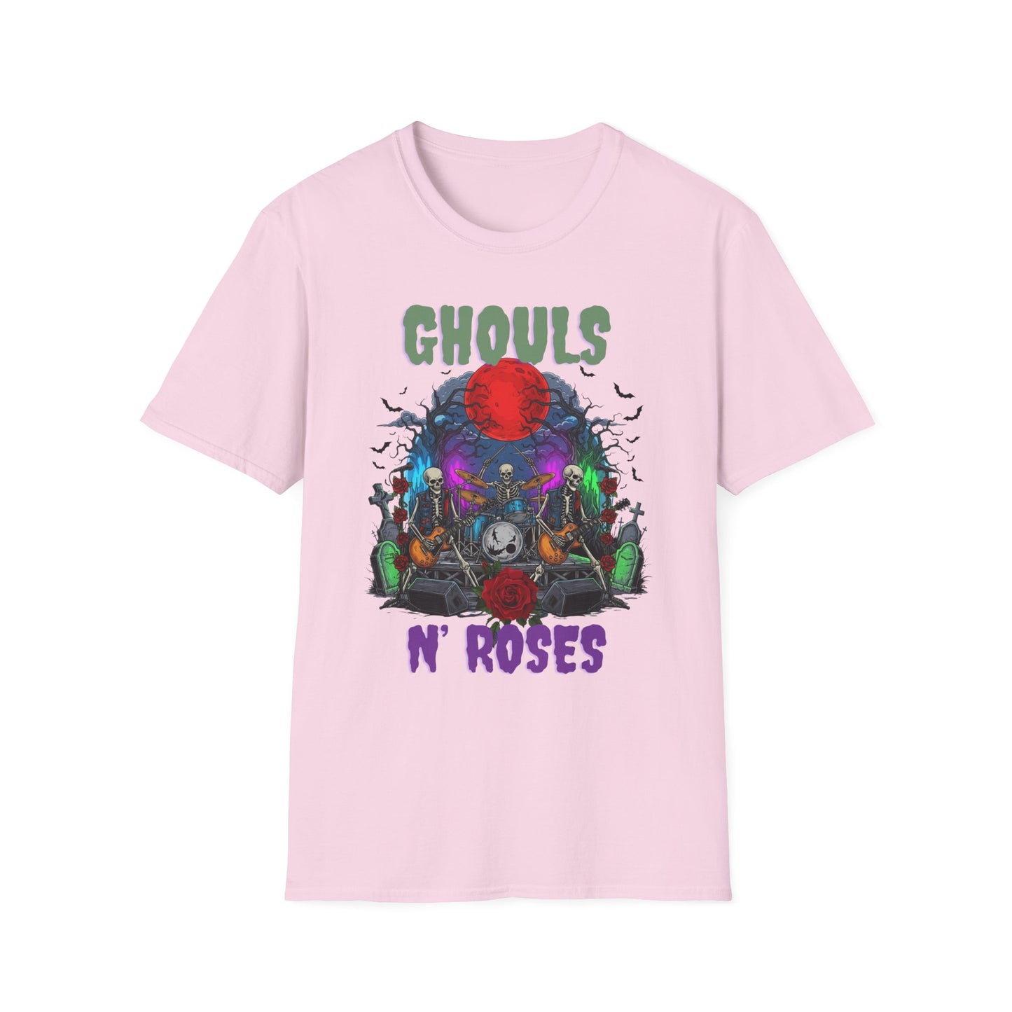 Halloween Skeleton Ghouls and Roses Band UnisexT-Shirt