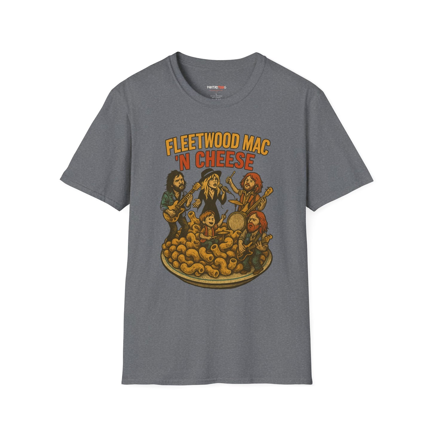 Funny Music-Themed T-Shirt, Fleetwood Mac 'n Cheese Graphic Tee, Unisex Tee for Foodies, Gift for Music Lovers, Casual Wear, Festival Shirt