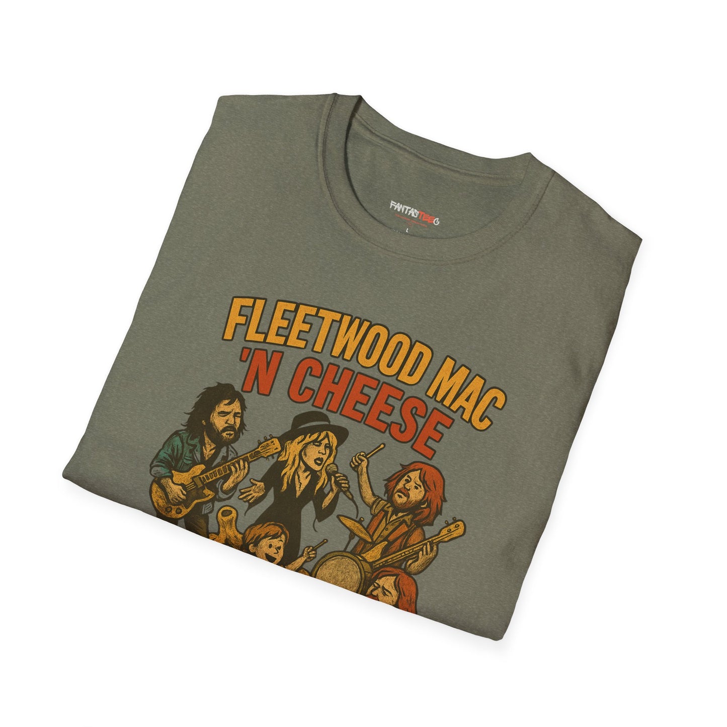 Funny Music-Themed T-Shirt, Fleetwood Mac 'n Cheese Graphic Tee, Unisex Tee for Foodies, Gift for Music Lovers, Casual Wear, Festival Shirt