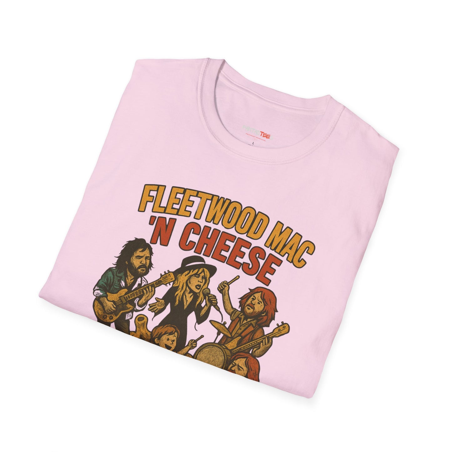 Funny Music-Themed T-Shirt, Fleetwood Mac 'n Cheese Graphic Tee, Unisex Tee for Foodies, Gift for Music Lovers, Casual Wear, Festival Shirt