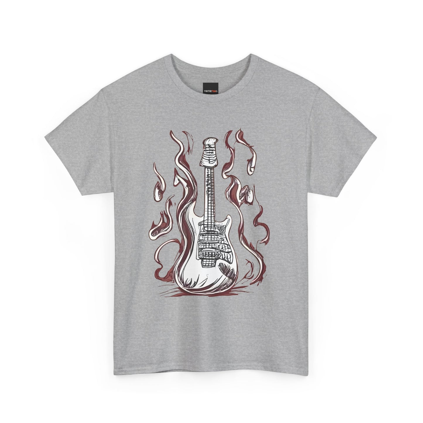 Guitar Flames Unisex Tee, Awesome Guitar sketch design, cool gift, Music tshirt