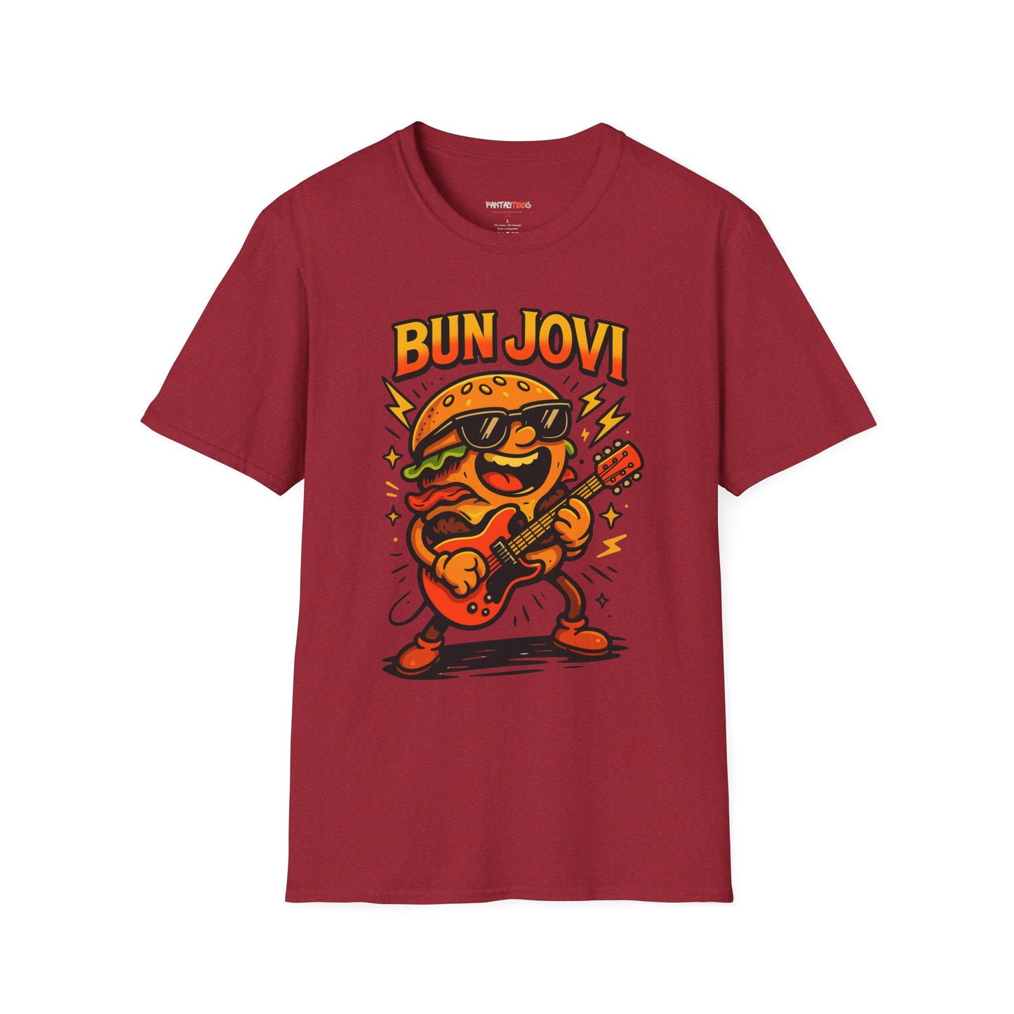 Bun Jovi Graphic Tee | Fun Unisex Softstyle T-Shirt | Music Lover Gift, Foodie Apparel, Festival Wear, Quirky Style, Concert Outfit