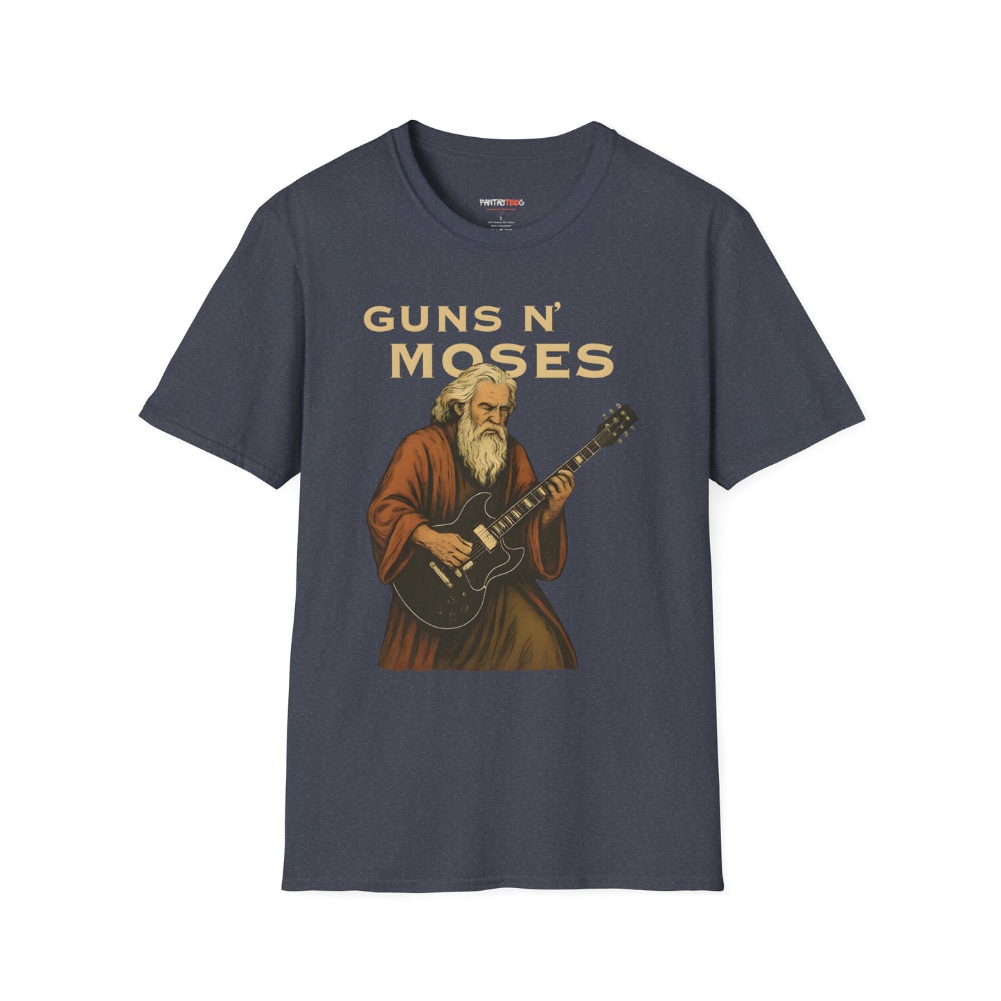 Guns N' Moses Graphic Tee - Unique Music Inspired Unisex Softstyle T-Shirt for Concerts, Gifting, Casual Wear, Music Lovers, Festivals
