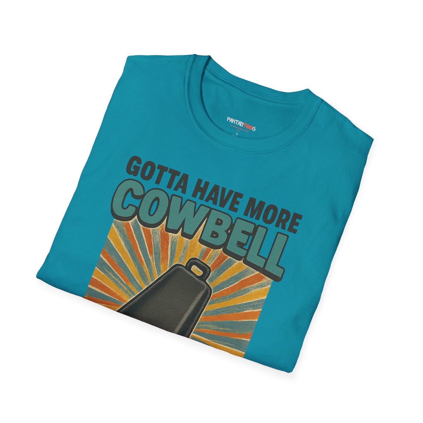 Gotta Have More Cowbell Rainbow T-Shirt, Funny T-Shirt, Unisex Graphic Tee, Music Lover Gift, Whimsical Apparel, Fun Humor Shirt