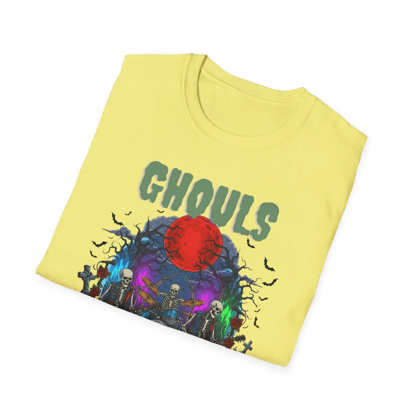 Halloween Skeleton Ghouls and Roses Band UnisexT-Shirt