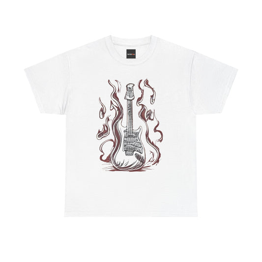 Guitar Flames Unisex Tee, Awesome Guitar sketch design, cool gift, Music tshirt
