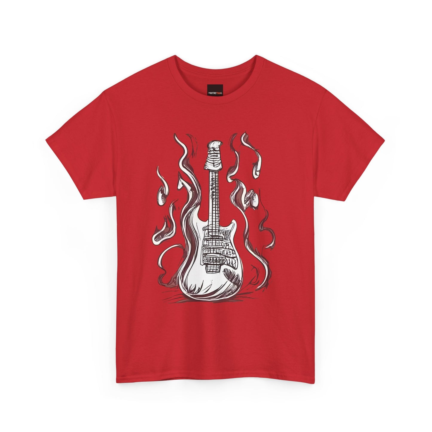 Guitar Flames Unisex Tee, Awesome Guitar sketch design, cool gift, Music tshirt