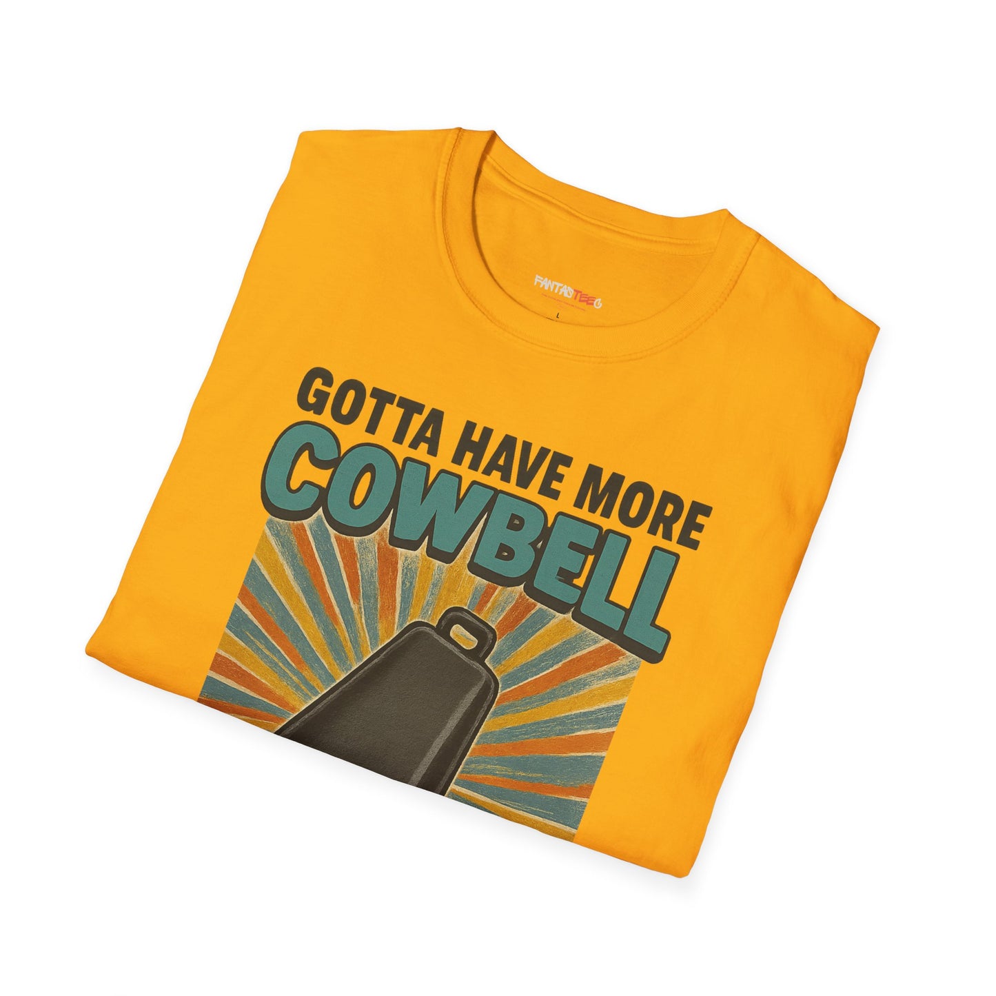 Gotta Have More Cowbell Rainbow T-Shirt, Funny T-Shirt, Unisex Graphic Tee, Music Lover Gift, Whimsical Apparel, Fun Humor Shirt