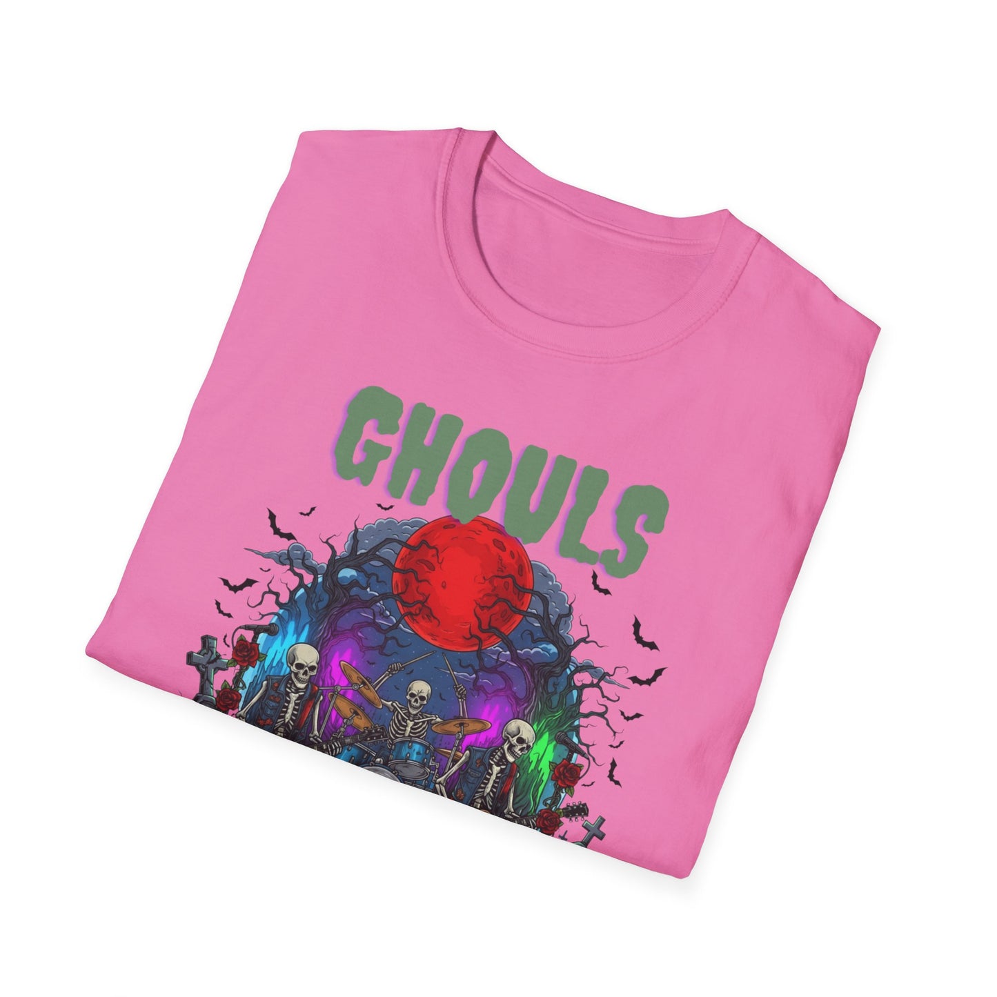 Halloween Skeleton Ghouls and Roses Band UnisexT-Shirt