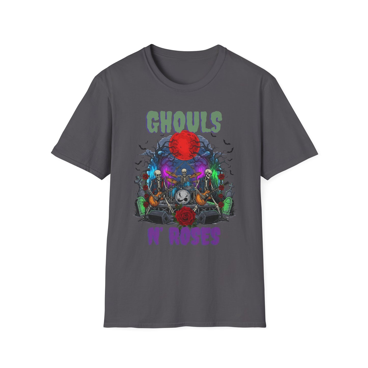 Halloween Skeleton Ghouls and Roses Band UnisexT-Shirt