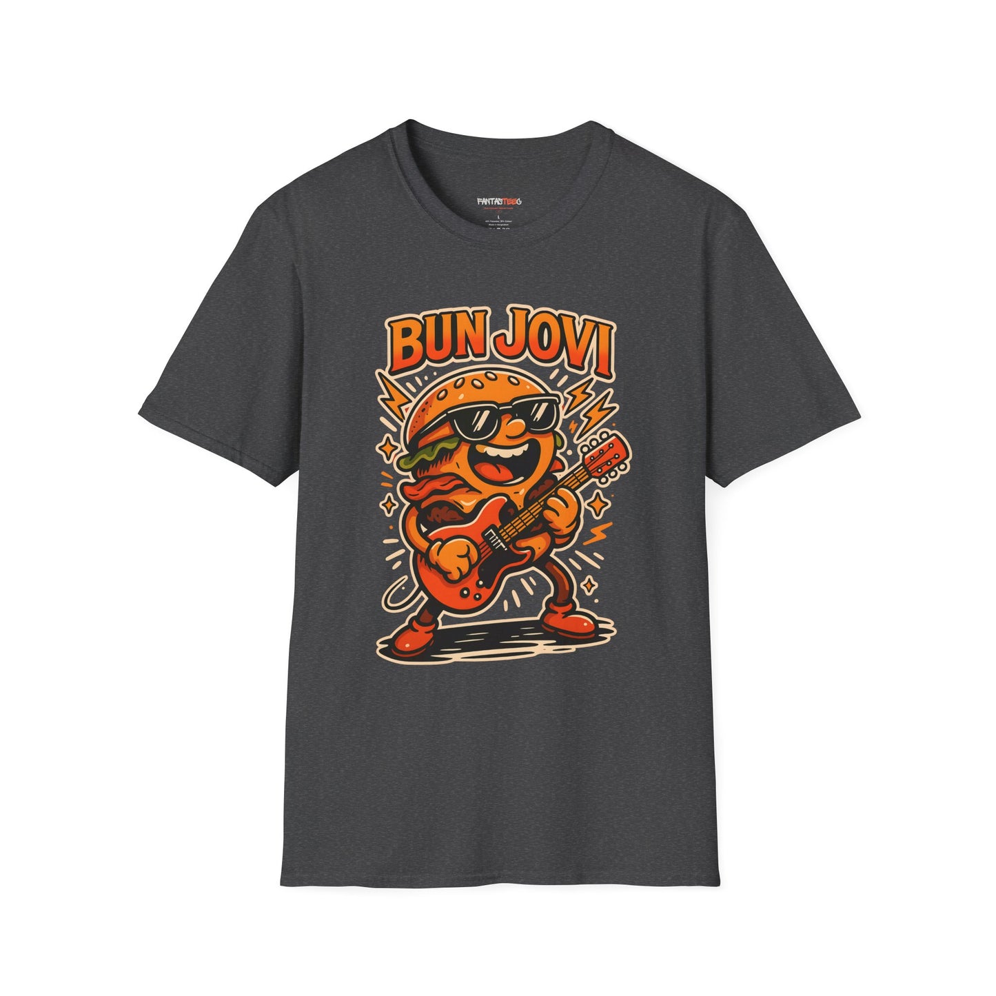 Bun Jovi Graphic Tee | Fun Unisex Softstyle T-Shirt | Music Lover Gift, Foodie Apparel, Festival Wear, Quirky Style, Concert Outfit