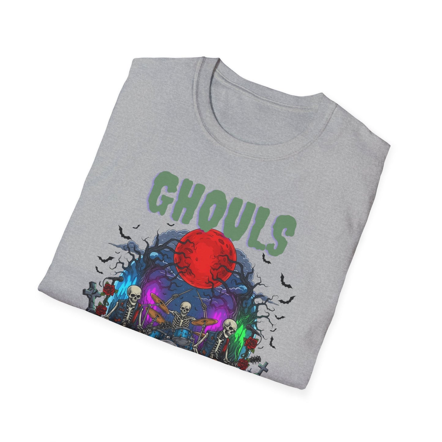 Halloween Skeleton Ghouls and Roses Band UnisexT-Shirt