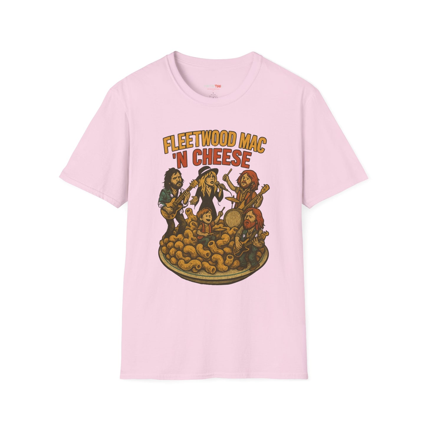 Funny Music-Themed T-Shirt, Fleetwood Mac 'n Cheese Graphic Tee, Unisex Tee for Foodies, Gift for Music Lovers, Casual Wear, Festival Shirt